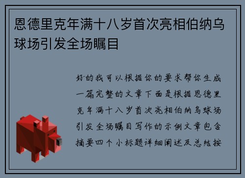 恩德里克年满十八岁首次亮相伯纳乌球场引发全场瞩目 恩德里克年满十八岁首次亮相伯纳乌球场引发全场瞩目